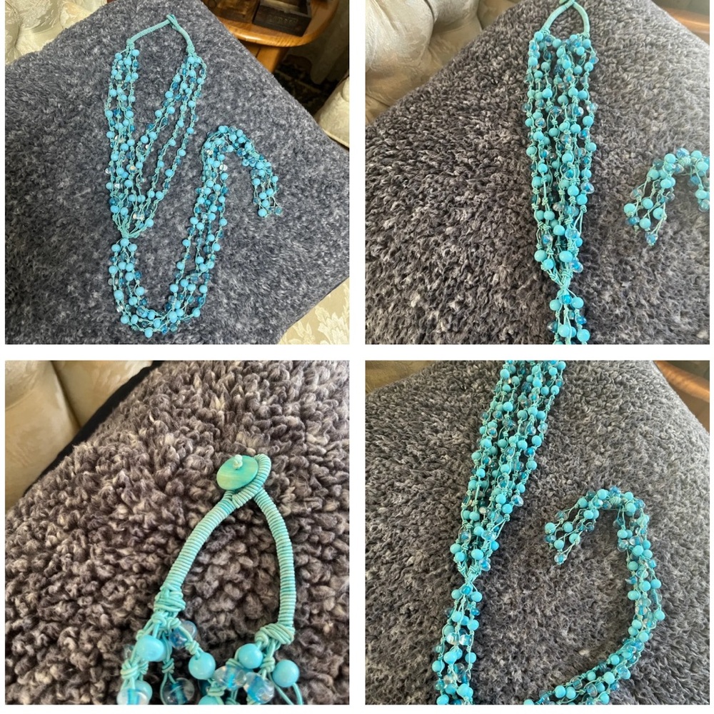 Necklace (Handmade !) long beautiful blues
